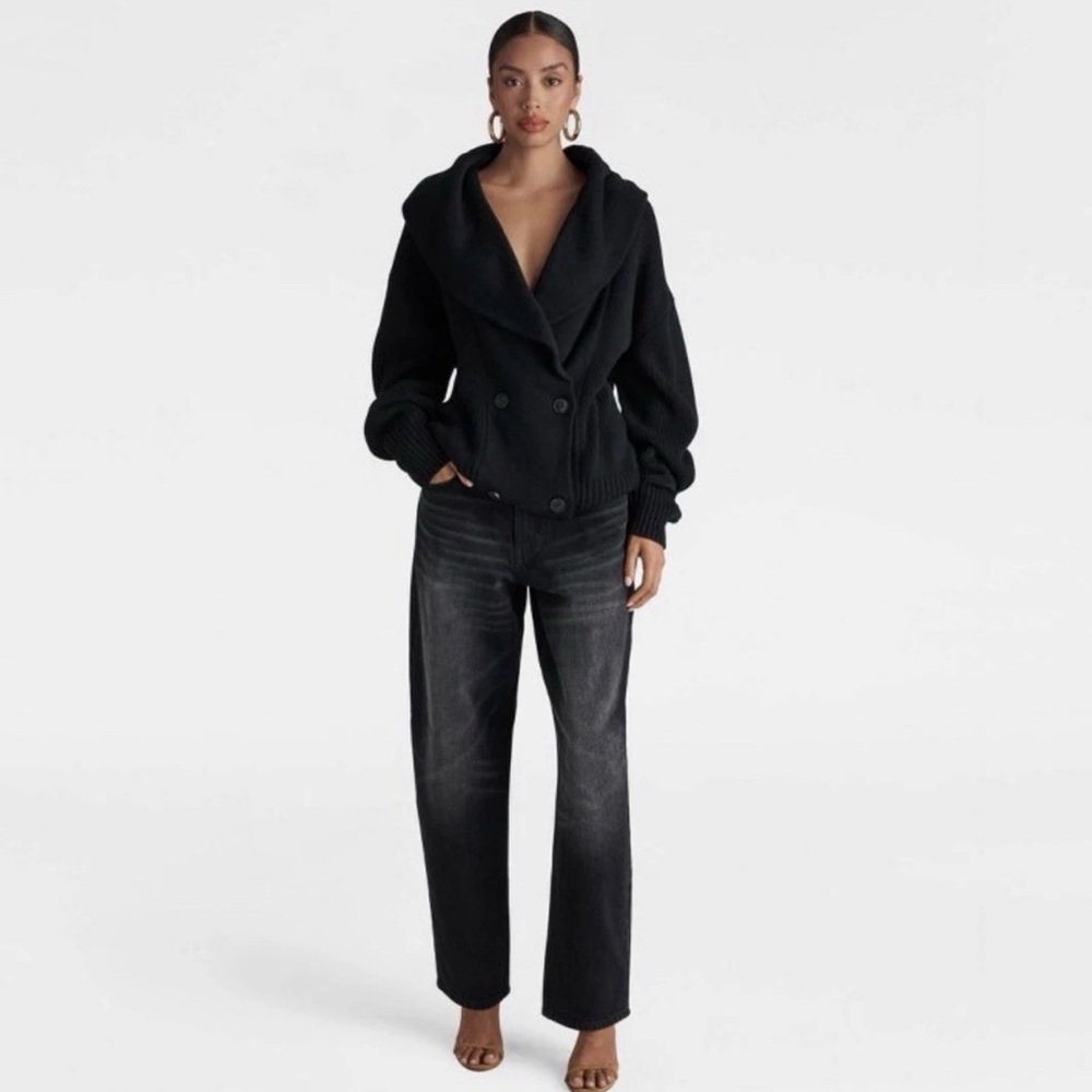 HARD TO FIND KBB by KAHLANA Women's 'The Peacoat Cardigan Sweater' Black XL, XXL - Picture 3 of 3